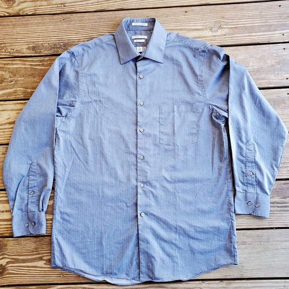 Van Heusen Men's Dress Shirt Silvery/Grey Classic Fit Wrinkle Free 15.5 32/33 - Picture 1 of 12